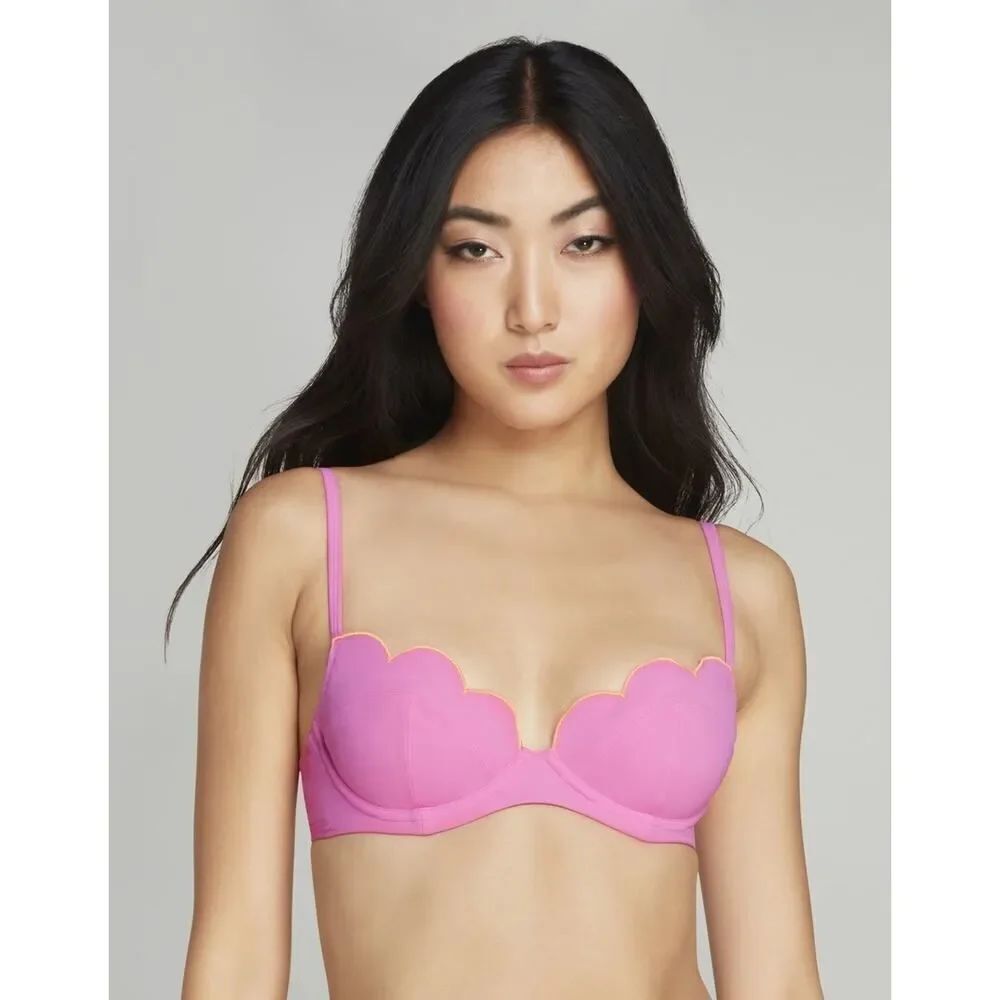 Agent Provocateur Lorna Pink Scalloped Bikini Top Swimwear 34B/34C Small/Medium